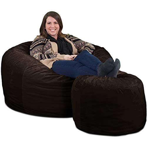 Ultimate Sack Bean Bag Chair W Foot Stool In Multiple Sizes And Colors Giant Foam Filled Furniture Machine Washable Covers Double Stitched Seams Durable Inner Liner 4000 Brown Fur Walmart Com Walmart Com