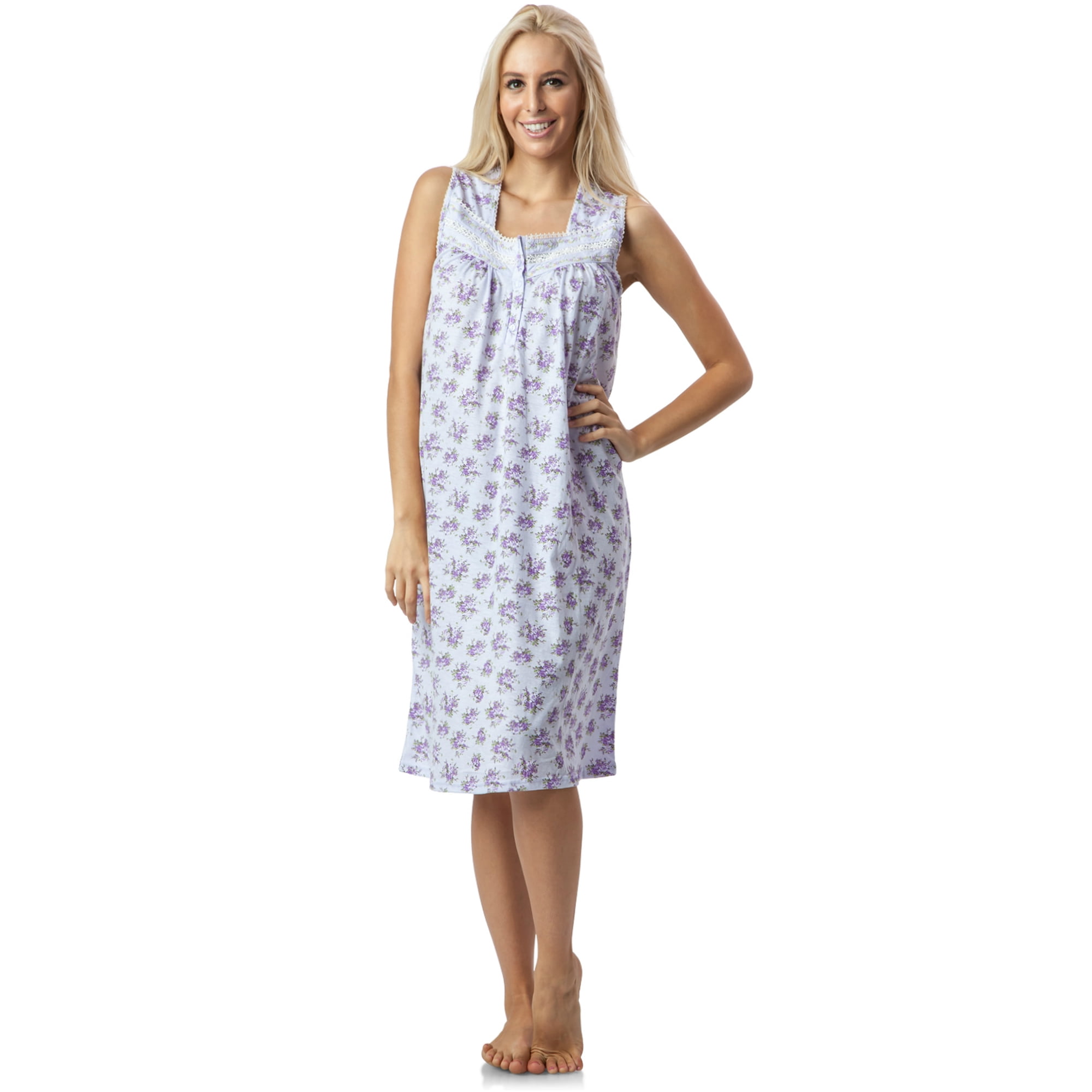 Casual Nights Women's Fancy Lace Trim Sleeveless Nightgown