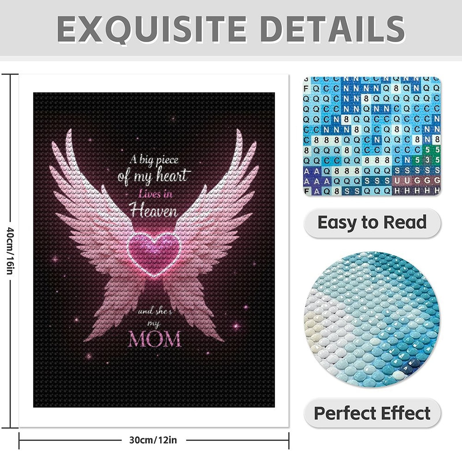 Diamond Art Kits for Adults - 5d Angel Wings Heart Tribute Decor Diamond Painting for Adults, Diamond Art for Adults Beginners, Diamond Painting Kits for Adults for Home Wall Decor