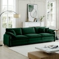 thumbnail image 4 of 3-Seater Mid-Century Modern Sectional Sofa with 2 Arm Pillows and 3 Throw Pillows Fabric (Green), 4 of 9