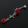 thumbnail image 3 of KLKCMS 316L Stainless Steel Belly Rose Flower Navel Bar 14G Red, 3 of 7