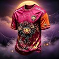 thumbnail image 2 of Halloween Gift for Men Casual Everyday Men’s T Shirt with Halloween Pumpkin Face Graphic for AllSeason Comfort and Soft Breathable Fit Red L, 2 of 4