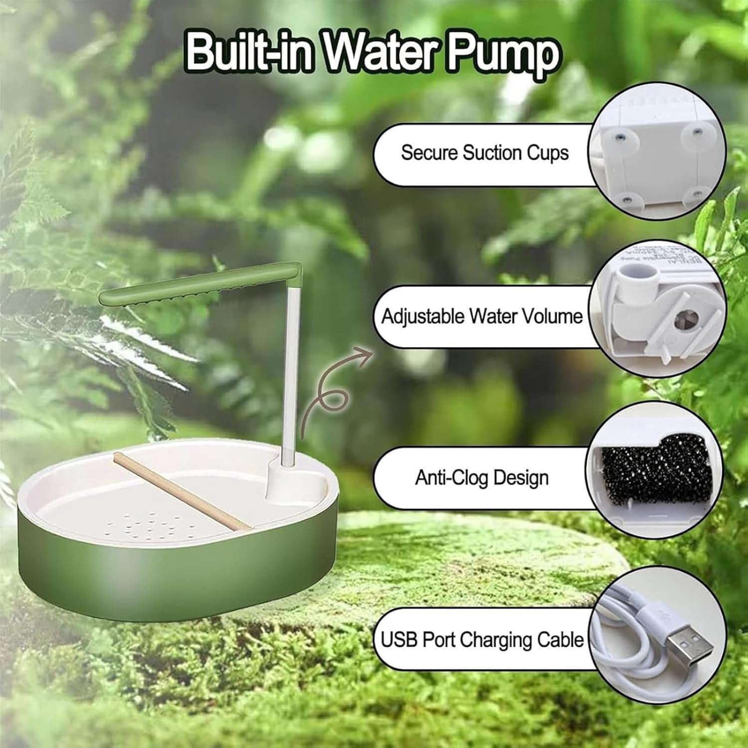 Automatic Bird Bath with USB Shower Pump 2026 New, USB Powered Circulation Pump Automatic Rain Shower,  Easy Clean for Parakeet Budgie Cockatiel