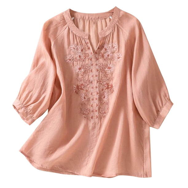 Mujeres Tops de Verano de Moda Casual Color Sólido Cuello en V Manga Corta, Blusa Ligera Y Elegante