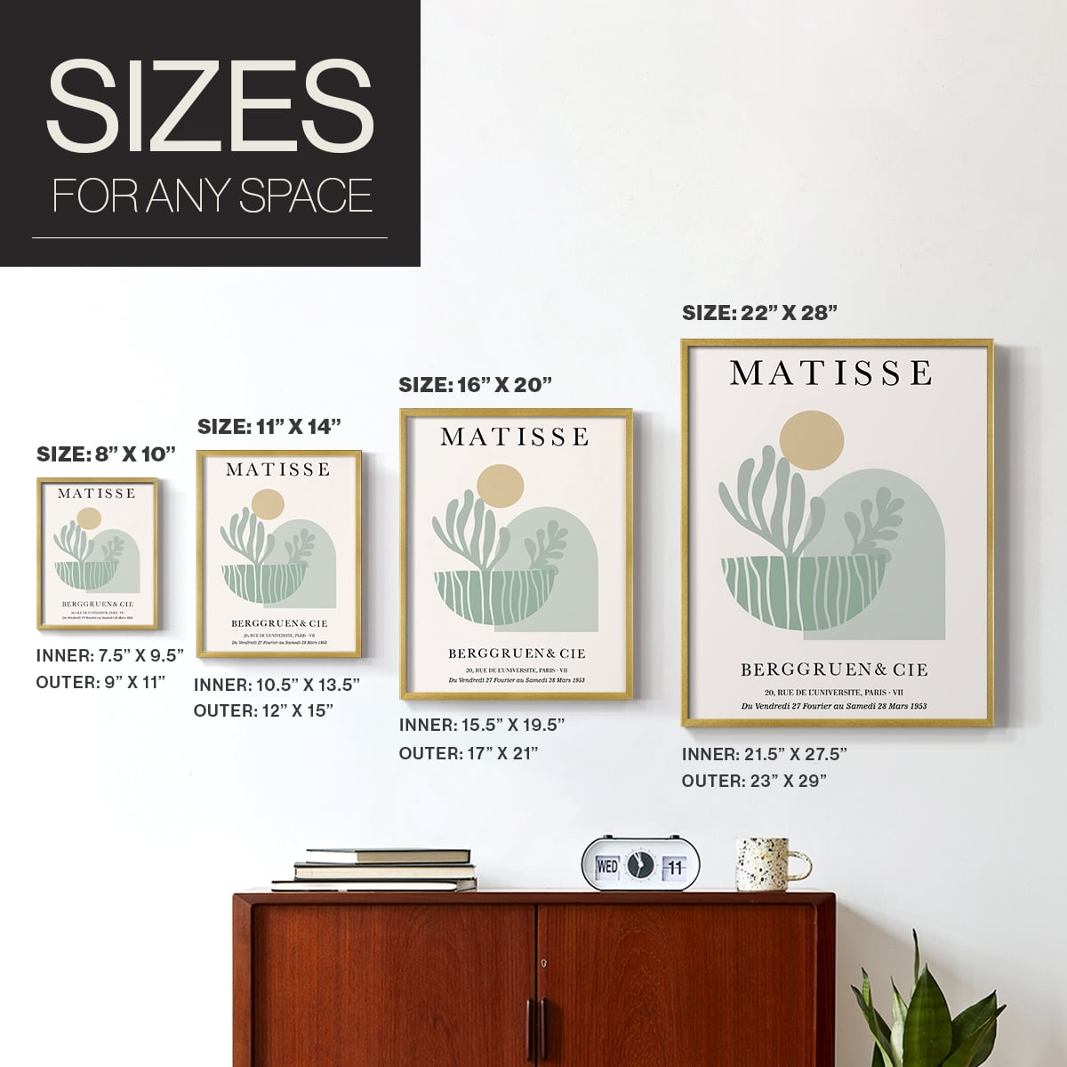 Matisse CLXXXII Framed Print in Gold Solid Wood 22 x 28 Framed Print