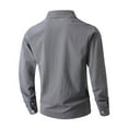 thumbnail image 4 of Men's Linen Shirts Lapel Collar Long Sleeve Button Down Business Casual Blouse Solid Dress Shirt Officewear (L, Gray), 4 of 7