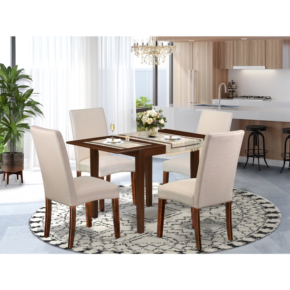 East West Furniture NDDR5MAH01 Dining Room Table Set 5 Pcs 4 Dining