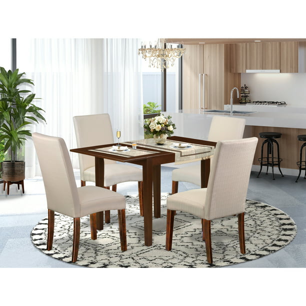 East West Furniture Nddr5 Mah 01 Dining, Cream Colored Dining Room Table And Chairs