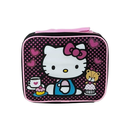 Hello Kitty Insulated Lunch Bag Cupcakes Hearts Pink Black