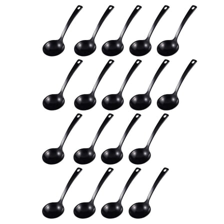 NICEXMAS Serving Spoons Large Buffet Black PP 18pcs Easy to Clean Canteen Ladle
