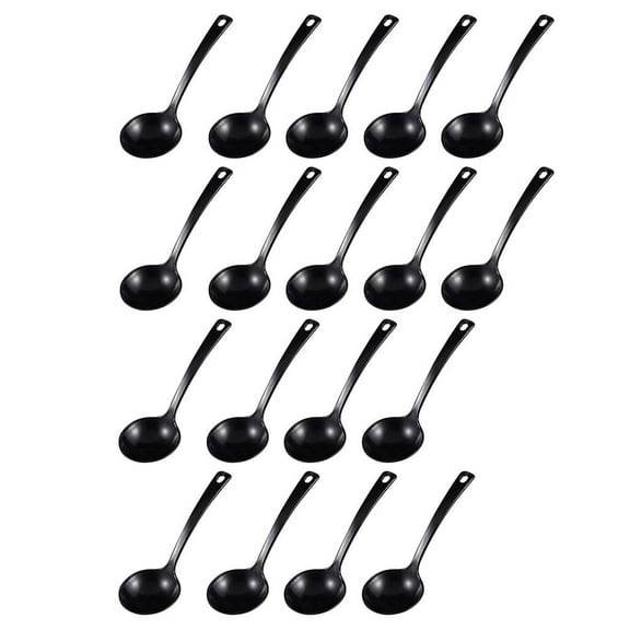 NICEXMAS Serving Spoons Large Buffet Black PP 18pcs Easy to Clean Canteen Ladle