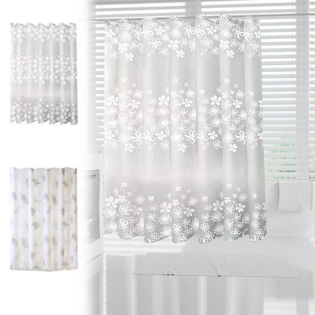 Sentmoon Doublure de Rideau de Douche Transparent Rideau de Douche Imprimé Rideau de Douche Rideau de Salle de Bain Rideau de Séparation de Toilettes Pas Besoin de Percer des Trous pour Fournir un Crochet Blanc