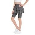 thumbnail image 2 of Tdoqot Girls Yoga Shorts with Skirt- Soft Cotton Ruffle Summer High Waist Kids Dance Shorts Dark Gray Size 6, 2 of 7