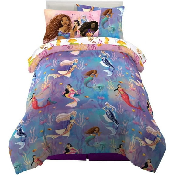 Disney Princess Ariel The Little Mermaid Live Action Movie Ariel Kids Bedding Twin Comforter 5 pc Set