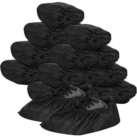 Shoe Covers Disposable 200Pack(100Pairs) Thicker Black Shoe Booties Cover Non Slip for Home Floors Carpet Indoor