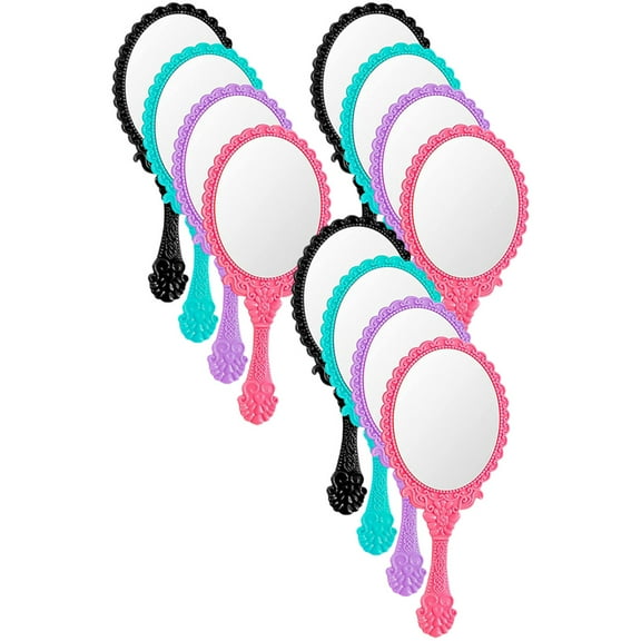 OUNONA Set of 12 Portable Vintage Handheld Makeup Mirrors for Travel, Daily Use, Compact and Lightweight Beauty Accessories