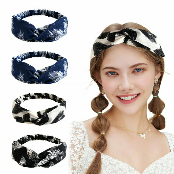 TELOLY 4Pcs Headbands for Women,Cloth Running Headband,Headwraps for Black Women,Mixing1