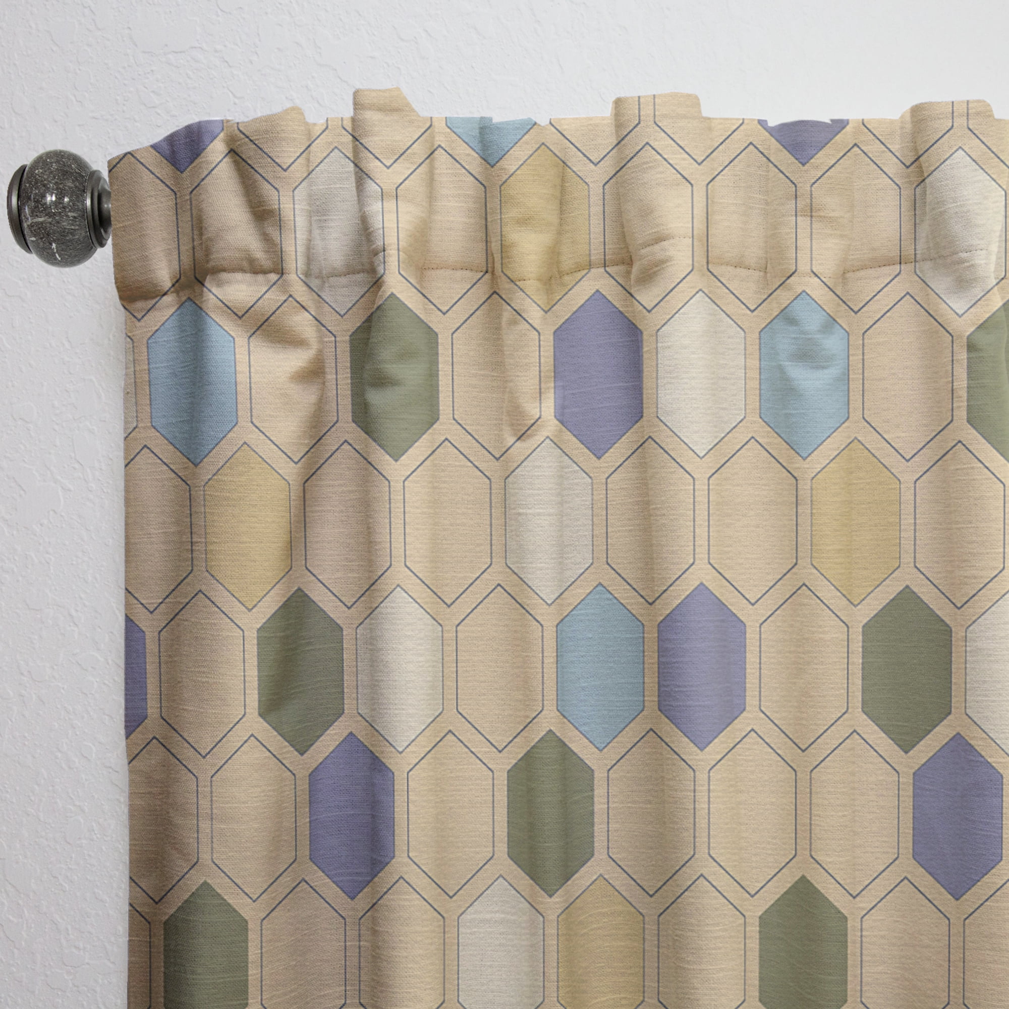 Designart 'Hexagon Retro Pattern VI' Mid-Century Modern Curtain Panel