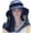 Dark Blue, variant on Wide Brim Sun UV Protection Sunhat with Mesh Veil Head Net Hat
