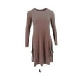 thumbnail image 4 of Ruiboury Sans Effort Chic à Manches Longues Printemps Casual Coton Robe Café L, 4 of 6
