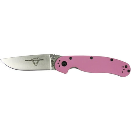 Ontario Knife RAT II Folder, Pink Handle Satin Blade