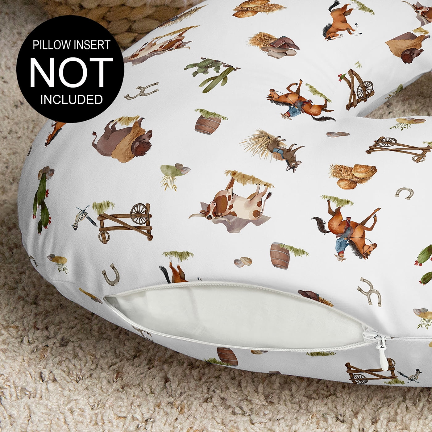 Sweet Jojo Designs Country Western Taupe Brown and Cream Nursing Pillow Cover Case (Pillow Not Included) (Pillow NOT Included)