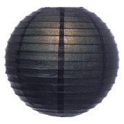 LUNA BAZAAR Premium Paper Lantern, Lamp Shade (8-Inch, Parallel Style Ribbed, Black) - Rice Paper Chinese/Japanese Hanging Decoration - For Home Decor, Parties, and Weddings