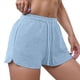 thumbnail image 3 of Pantalones Cortos de Pijama de Punto Gofre para Mujer, Suaves, con Cordón Ajustable, Informales, para Hacer Ejercicio y con Bolsillos. Azul XXL, 3 of 8