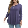 thumbnail image 2 of VERABENDI Women's Plus Size Tunic Tops Long Sleeve Henley T-Shirt Floral Casual Swing Blouses,M/L/1X/2X/3X/4X, 2 of 4