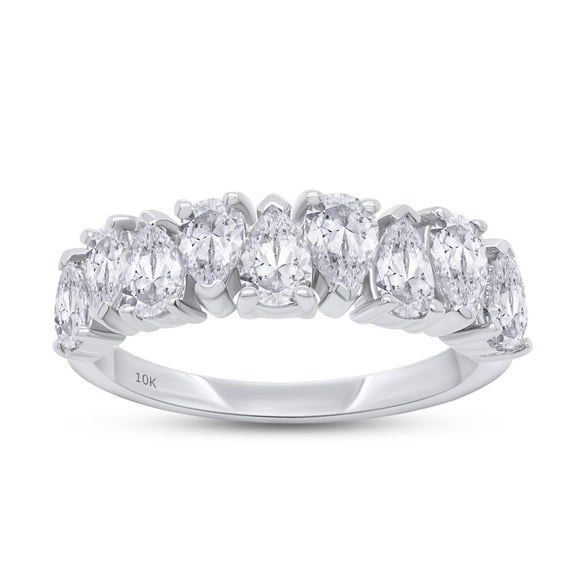 1 1/3 Carat Pear Shape IGI Certified Lab Grown Diamond Half Eternity Stackable Engagement Ring For Women In 10K Solid White Gold Jewelry (1.33 Cttw)-5