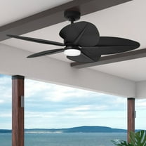 Hunter - Tropic View Indoor/Outdoor Ceiling Fan With Light, Wall Control, 52-inch, Matte Black, Tropical-style, 6-speed DC Motor, 53013, for Porches, Bathrooms