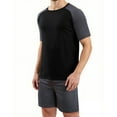 thumbnail image 3 of Mens Big & Tall Pajama Sets XL-4X Plus Size 2 Piece Loungewear Outfits Casual Color-Block Short Sleeve T-Shirts and Shorts Sleepwear Set, 3 of 4