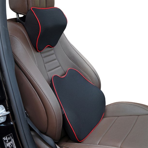 Almohada Lumbar Para Reposacabezas De Coche 2 unids/set de almohada Lumbar para aliviar la fatiga, accesorios interiores para automóviles (negro y rojo) Tmvgtek Libre de BPA