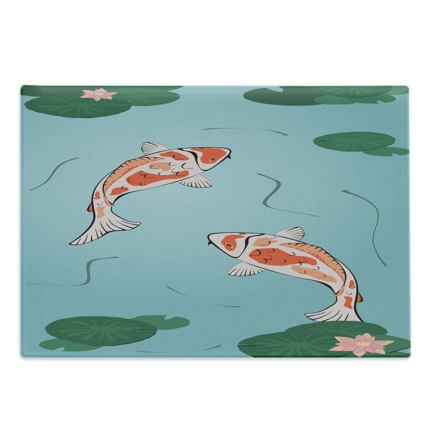 Koi Fish Cutting Board, 2 Japanese Koi Swimming in the Pond with
