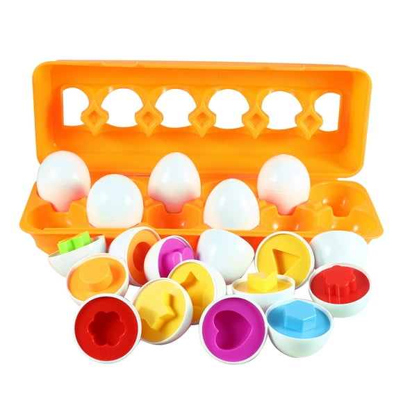 1 Set Easter Kids Toy Simulated Egg Box Assembling Toy Funny Early Educational Toy Cartoon Egg Box Removable Toy for Kids Girl Boy Playing Patterns Style Orange