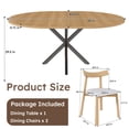 thumbnail image 5 of Extendable Round Dining Table Set for 2-6 Person - 43 to 58 Inch Oak Finish Expandable Table with Carbon Steel Base & 2 Solid Wood Chairs, Modern Space-Saving Furniture, 5 of 9