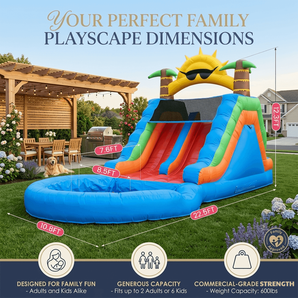 OFFMUST 22.5ft Giant Inflatable Water Slide for Big Kids, Commercial Grade PVC Blow Up Water Slide for Adults Heavy Duty Backyard Water Park