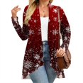 thumbnail image 6 of Women's Fall and Winter Fashion Casual Print Long Sleeve Mid-Length Cardigan Jacket, Christmas Theme for Holiday Season,Wine,XL, 6 of 6