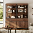 thumbnail image 3 of WAMPAT Modern Bookcases Set of 2, 72 Inch Tall Bookshelves with Storage Cabinet, Adjustable Shelves & Metal Frame, Home Office Library for Living Room, Brown, 3 of 8