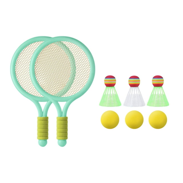 Almencla Kids Tennis Racket Racket Balls Comfortable Grip Badminton Shuttlecocks Portable Green