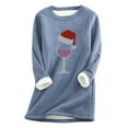 thumbnail image 1 of Économies de Rentrée Scolaire! Aqestyerly Hauts de Noël pour Femmes Mode Féminine Impression de Noël Manches Régulières Hiver Ample Vacances Décontracté Col Rond Chemise Hauts, 1 of 2