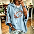 thumbnail image 2 of Oversized Football Sweatshirts for Women 3/4 Sleeve Hoodie Sweatshirts Trendy Fleece Graphic Hoodie Y2K Pullover Sweater Soft Game Day Mom Shirts Daily Travel Outfits, Sky Blue XL, 2 of 5