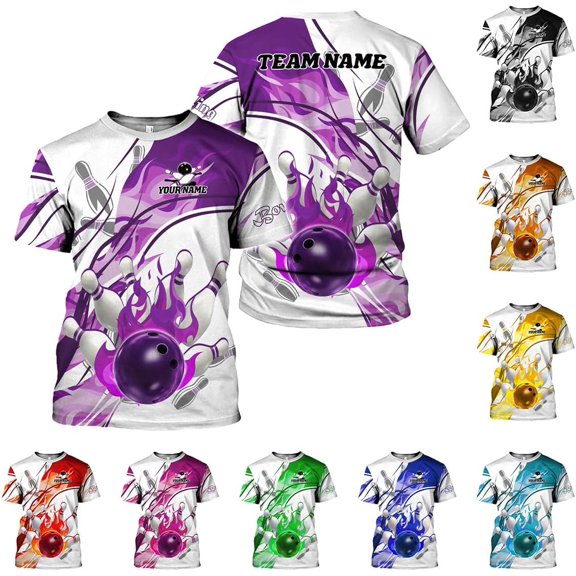 Custom 3D Bowling Shirts Personalized for Men and Women - Unique Team Shirt & Gifts for Bowling Lovers (Purple, S)