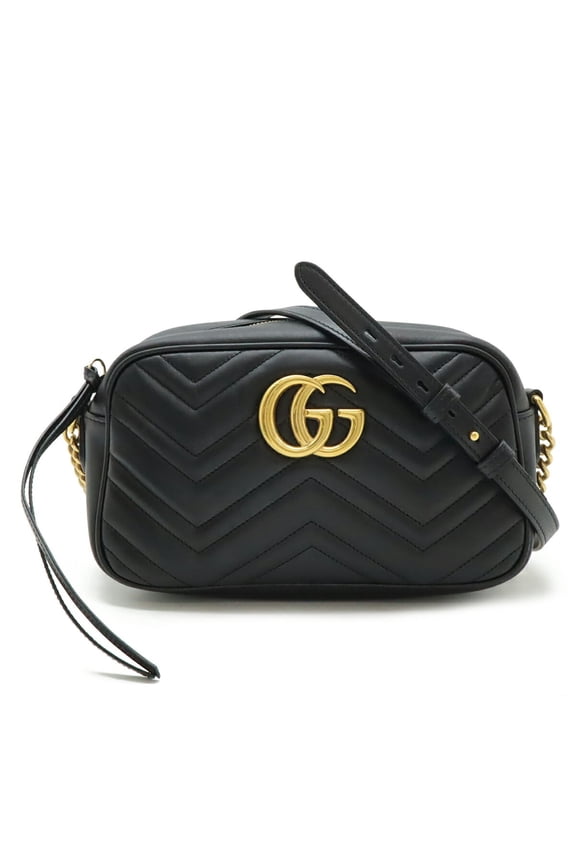 Pre-Owned GUCCI GG Marmont Shoulder Bag, Pochette, Chain Quilted Leather, Black,... (Good)