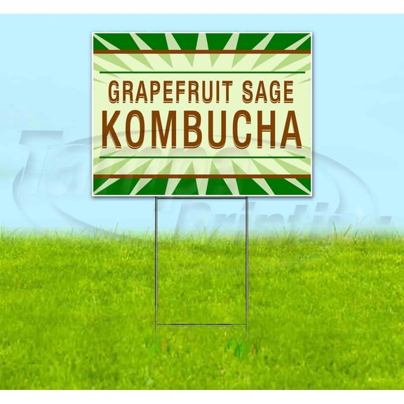 Grapefruit Sage Kombucha (18"" X 24"") Yard Sign, Includes Metal Step Stake