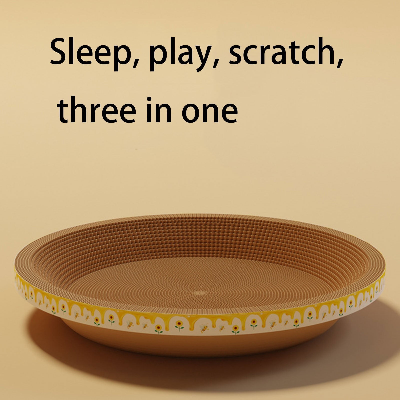 Fzsteel Cat Scratching Post And Bed With High-Density Corrugated Cardboard, Non-Shedding Durable Design, 30x30x8cm Oval Shape Protects Furniture