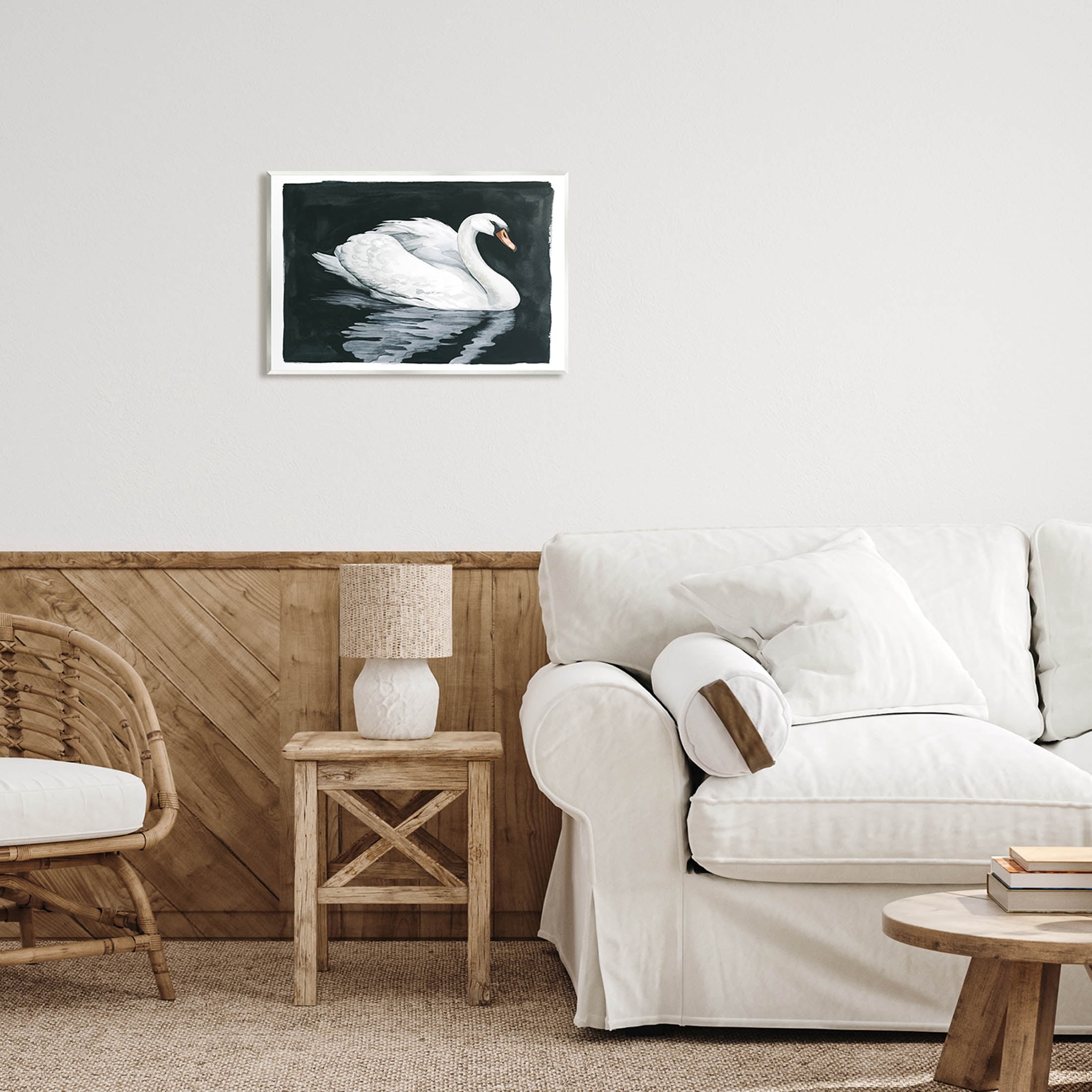 Elegant Swan Reflection Portrait Animals & Insects Graphic Art Unframed Art Print Wall Art