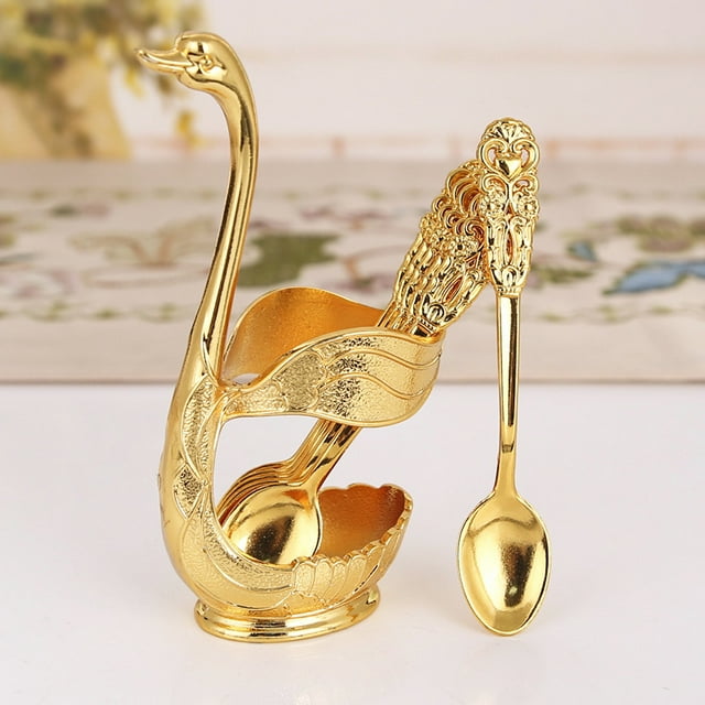 Ensemble de Fourchettes à Fruits en Forme de Cygne : Couverts Métalliques Premium avec Rangement Compact, Construction en Métal Durable, Utilisation Polyvalente pour Cuisine et Salle à Manger, Disponible en Argent/or, Parfait pour Élégant