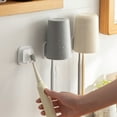 thumbnail image 4 of WRITWAA 2Pcs Hanging Toothbrush Holder Wall Mounted White for Families Simple Design Bathroom, 4 of 8