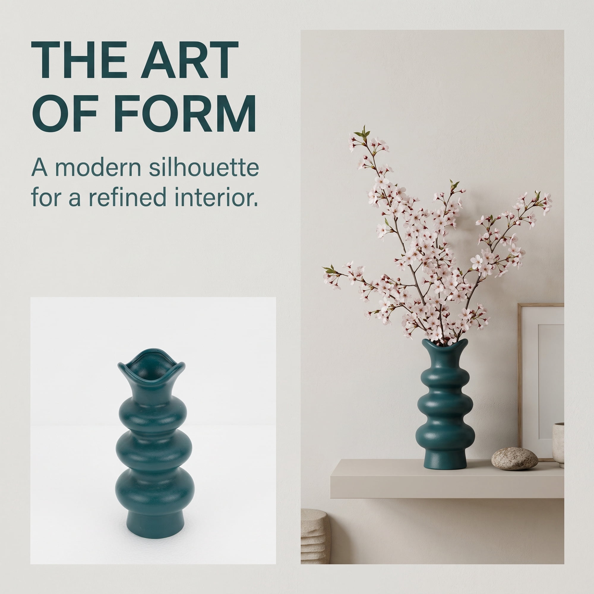 Unique Bargains Geometric Tiered Ceramic Sculptural Flower Vase Green 3.9"x 3.9"x 8.3"